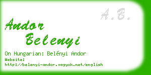 andor belenyi business card